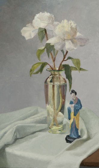 Peonies with Oriental Figure